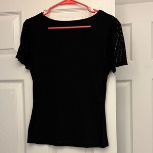 SHEIN Black Short Sleeve Lace Top